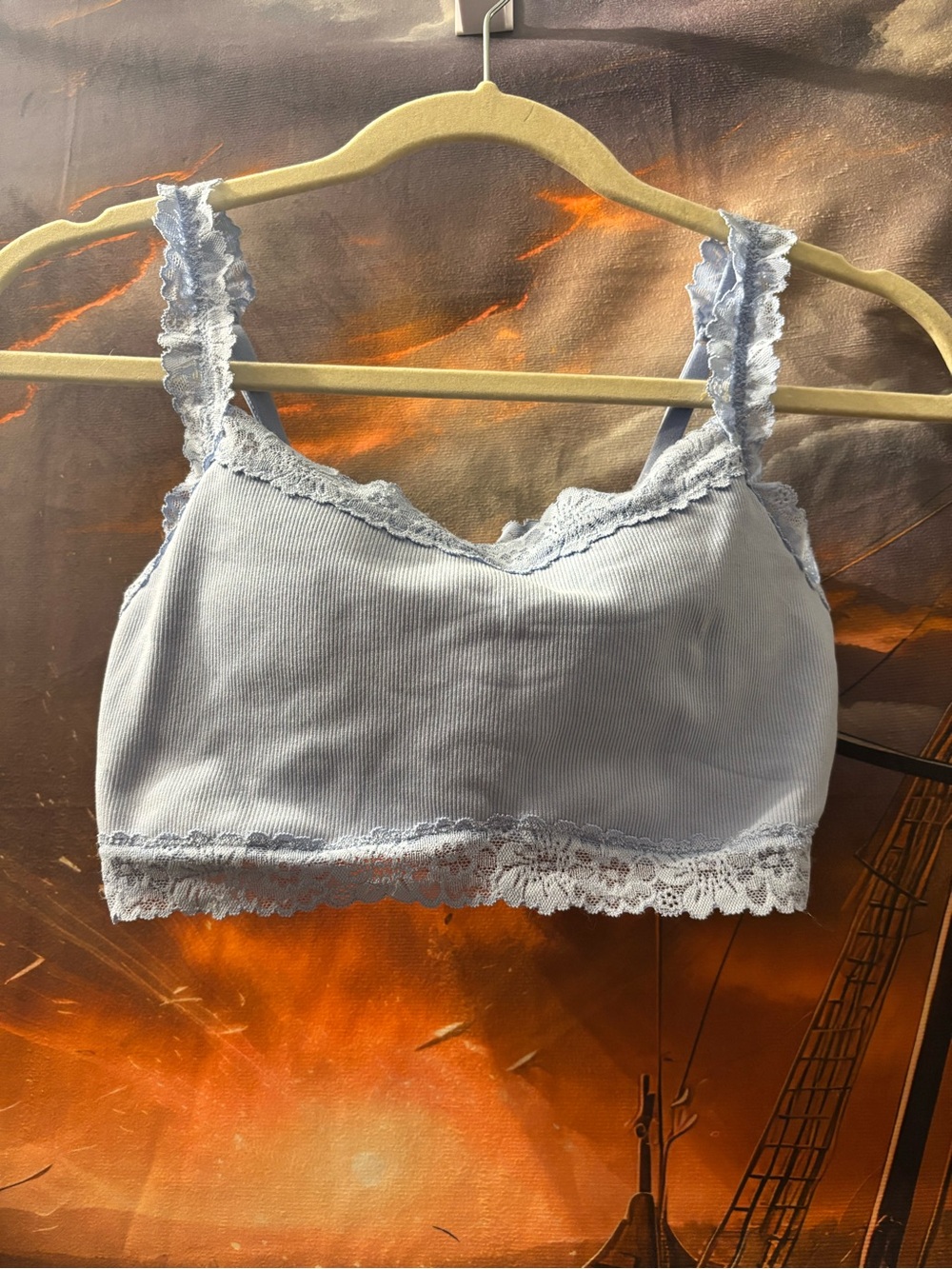 PINK Victoria's Secret Light Blue Lace-Trim Bralette